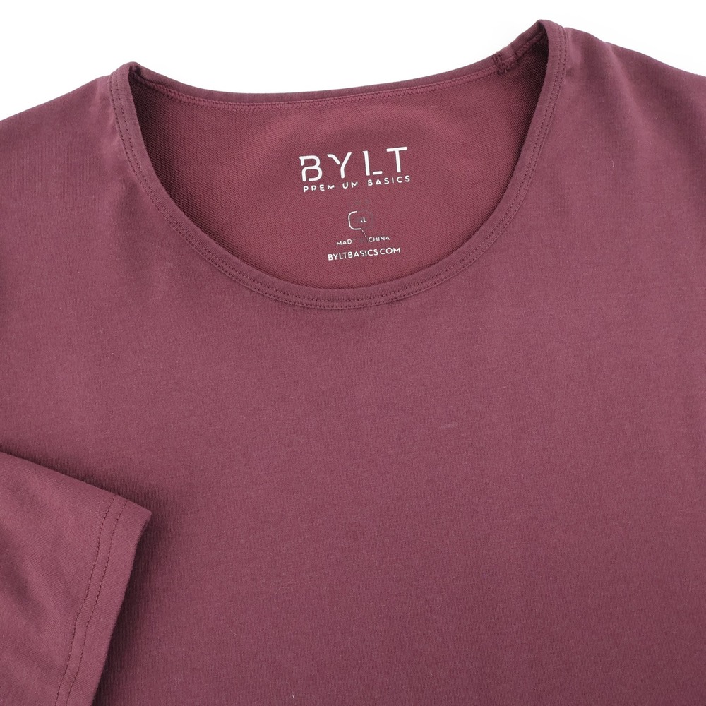 BYLT Premium Basics Lux Short Sleeve T-Shirt Burgundy Mens Large